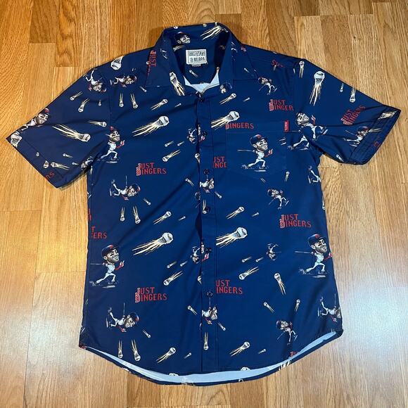 Boston Red Sox JD Martinez "Just Dingers" Men's sz M Button Up Shirt RARE! - Picture 1 of 5